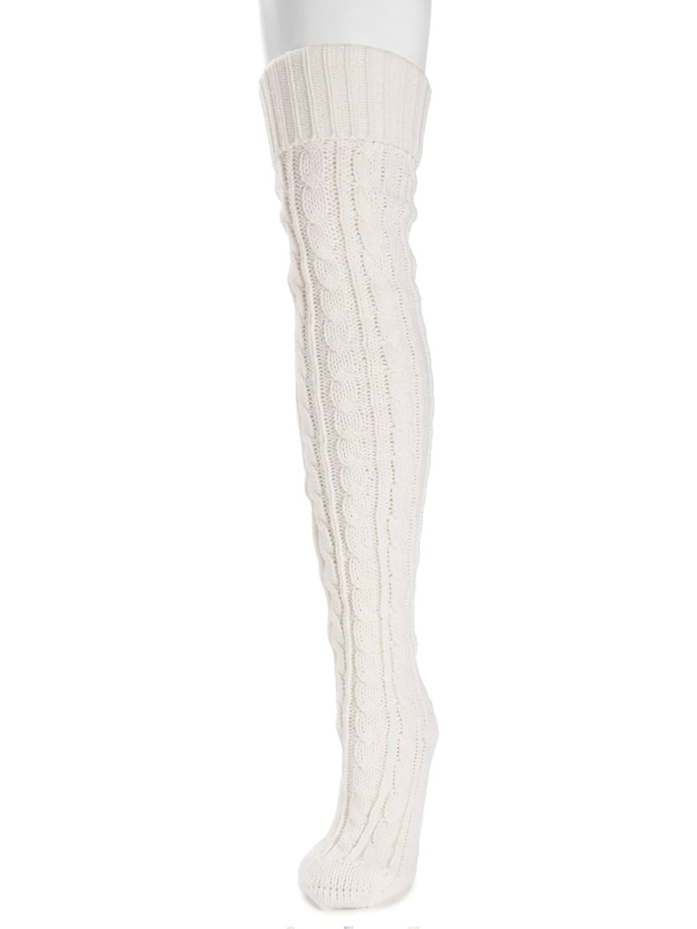 NWT Muk Luks Ivory Cable Knit Over-the-Knee Boot Socks